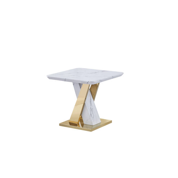 Orren Ellis Amahri Marble Top Pedestal End Table Wayfair